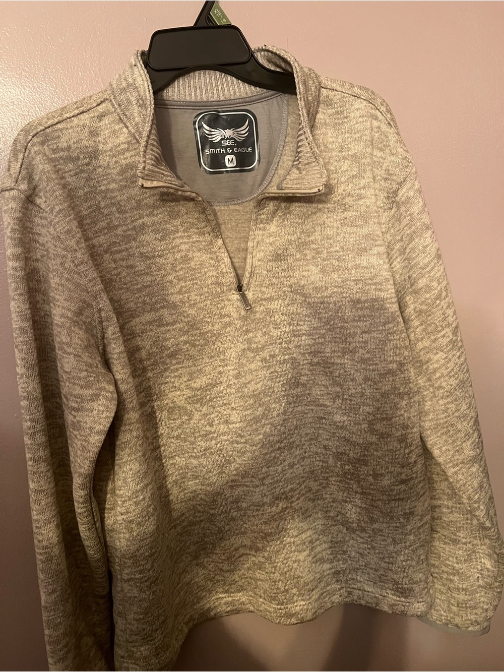 Men's Heathered Beige Quarter-Zip Sweater Size M Like New